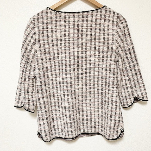 Max Studio | Cream & Pink Tweed Top S - Picture 6 of 6